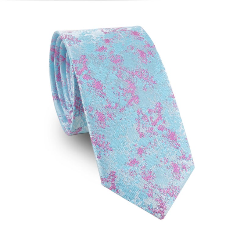 Elfeves Men's Teal Blue Party Ties Fashion Elegant Banquet Formal Prom Custom Neckties - Image 3
